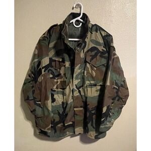 Woodland Camouflage M65 Field Jacket Cold Weather Coat Military Style‎ Mens Med